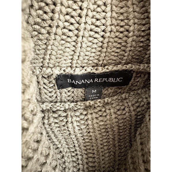 Banana Republic Olive Green Chunky Knit Turtleneck Sweater Size Medium - Picture 4 of 6